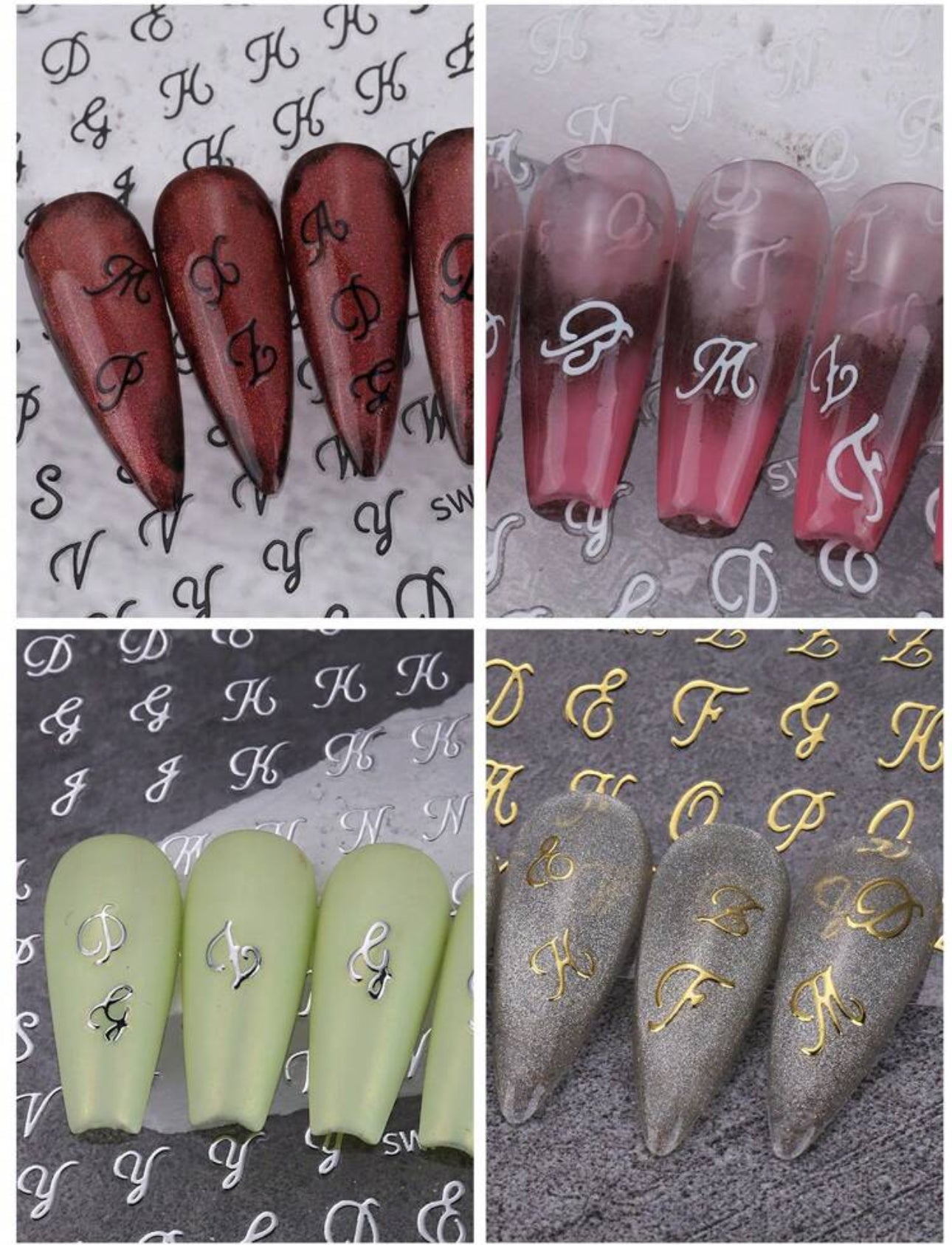 Letter Nagel Stickers Engels Zwart | Professionails By Nikki