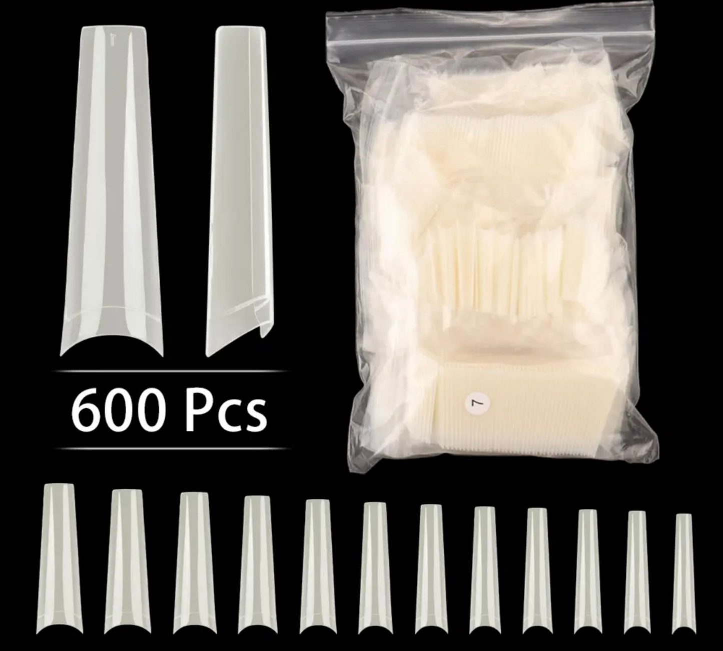 Navul Tips XL Coffin 600 Stuks Naturel | Professionails By Nikki