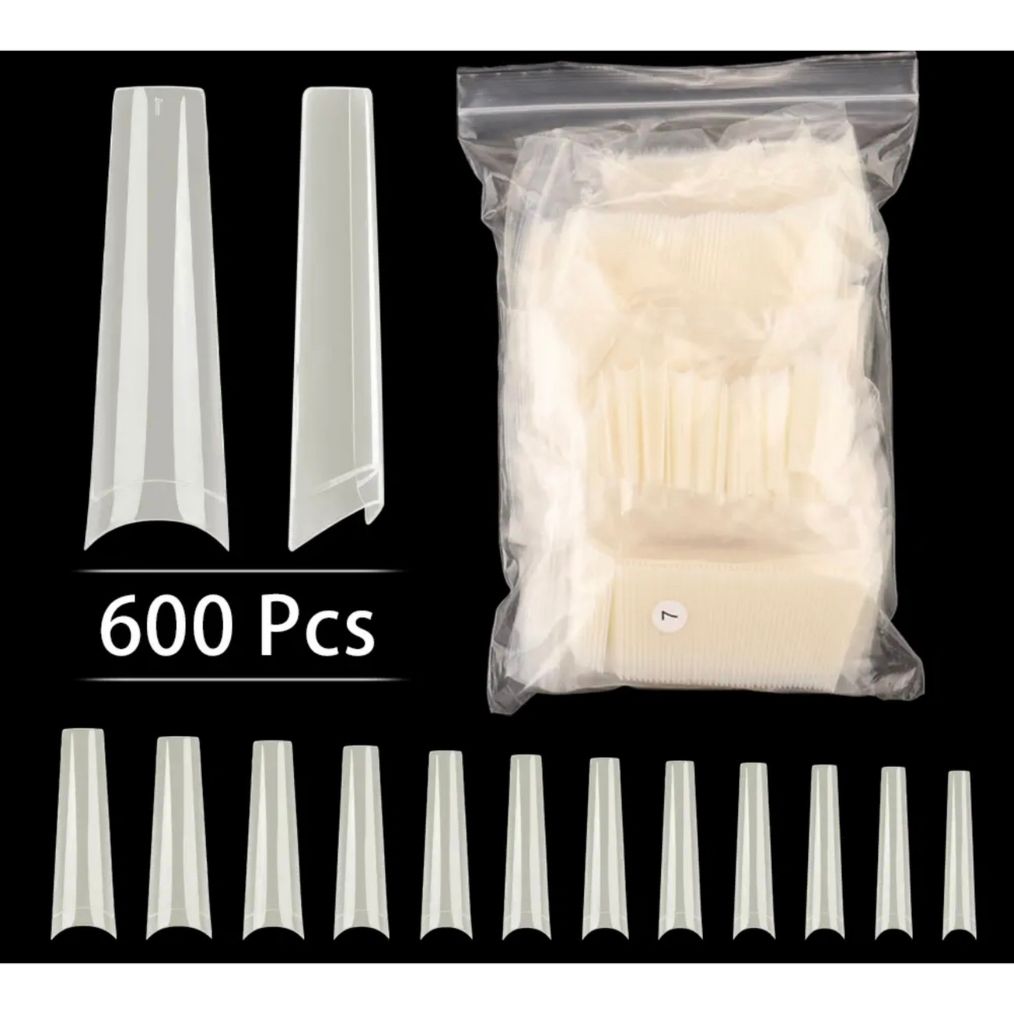 Navul Tips XL Coffin 600 Stuks Naturel | Professionails By Nikki