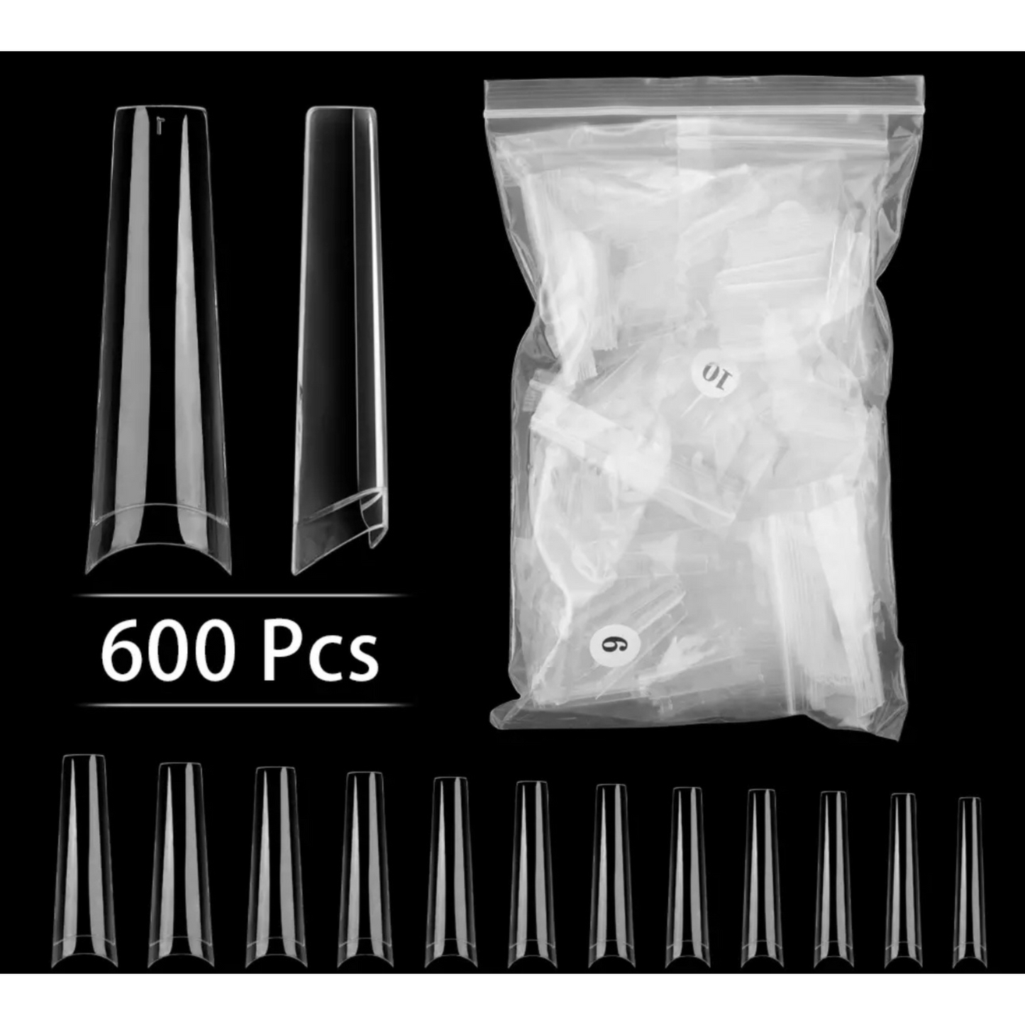 Navul Tips XL Coffin 600 Stuks Clear | Professionails By Nikki