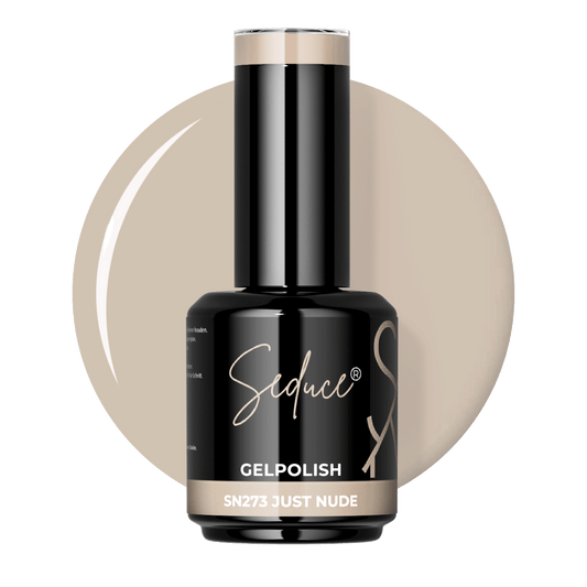 Nude beige gelpolish colordrop van Seduce® Just Nude SN273 met zachte warme ondertoon