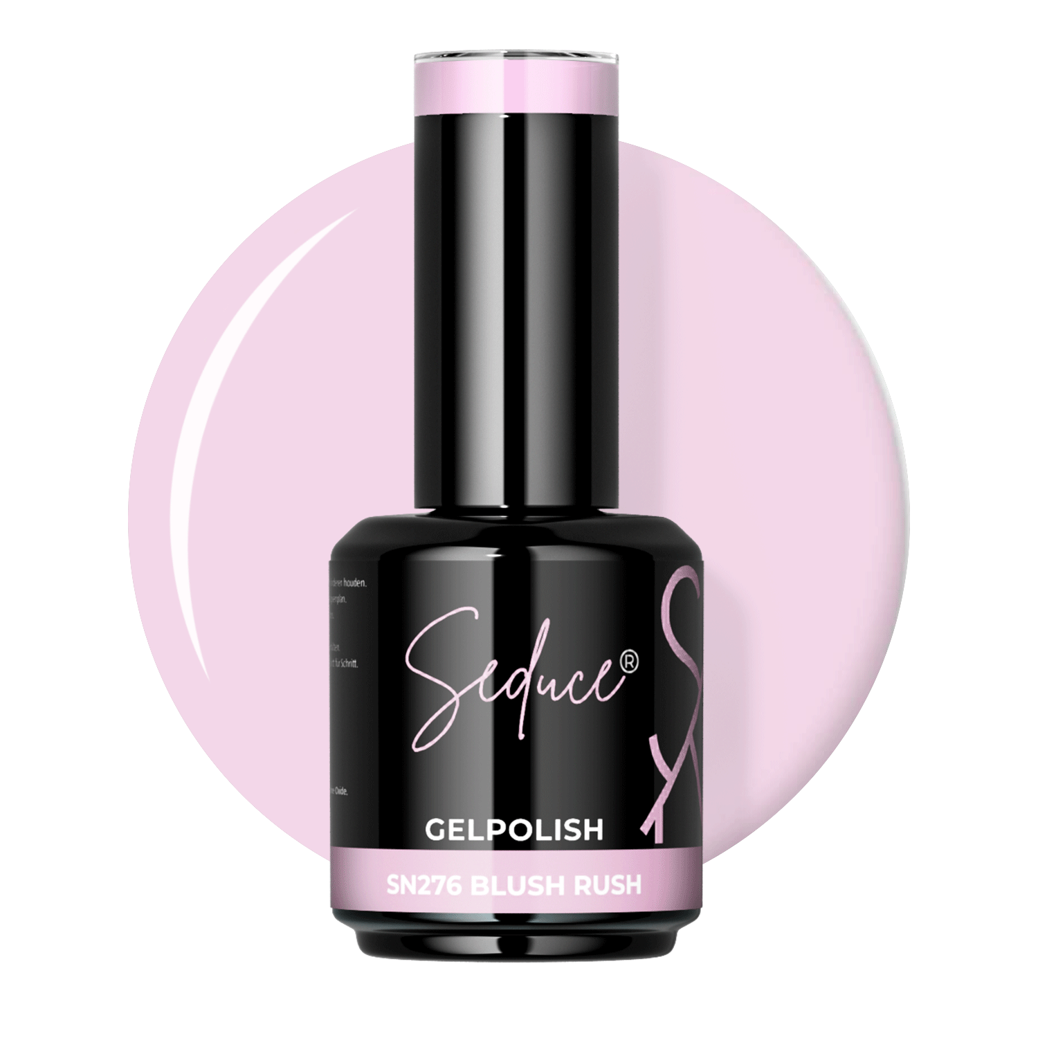  Flesje Seduce® Gelpolish SN276 Blush Rush naast een warme blushroze colordrop